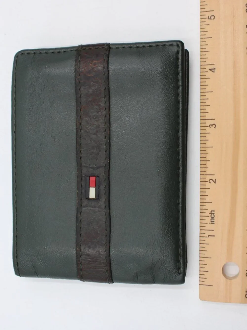 Tommy Hilfiger Genuine Leather Bifold Wallet Gray Black Logo Multi Card Slots
